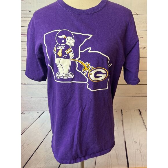 Green Bay Packers T-Shirt Brett Favre Minnesota Vikings #4 Tee Shirt NFL Medium - Picture 3 of 7